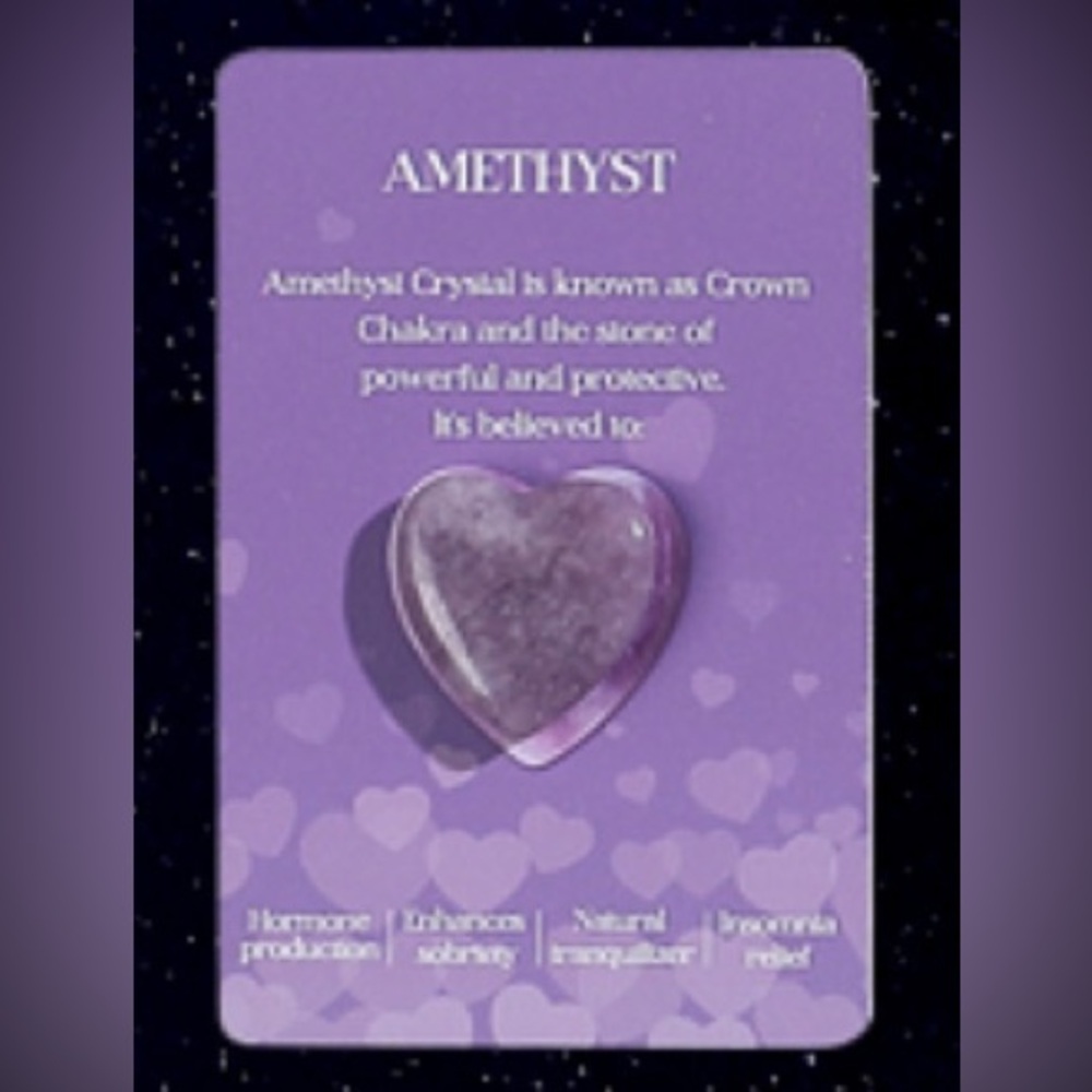 Natural heart shaped healing worry gemstone Amethyst‎ balance meditation small